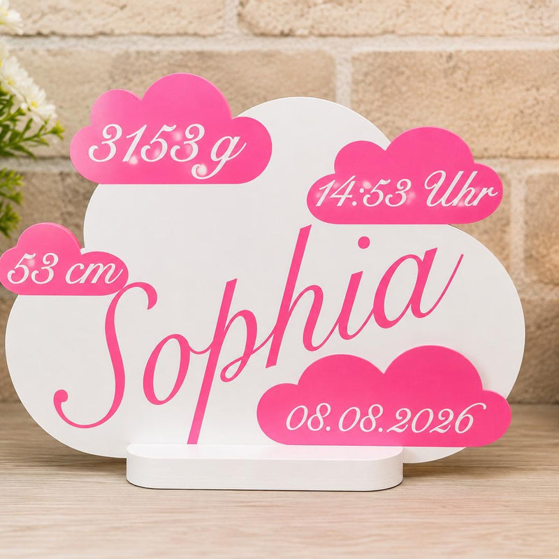 Personalisierte Babywolke mit Geburtsdaten & Name