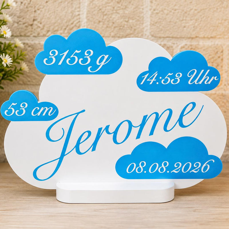 Personalisierte Babywolke mit Geburtsdaten & Name
